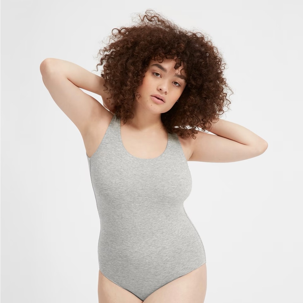 Everlane "The Bodysuit" Heather Grey Low Back Sleeveless